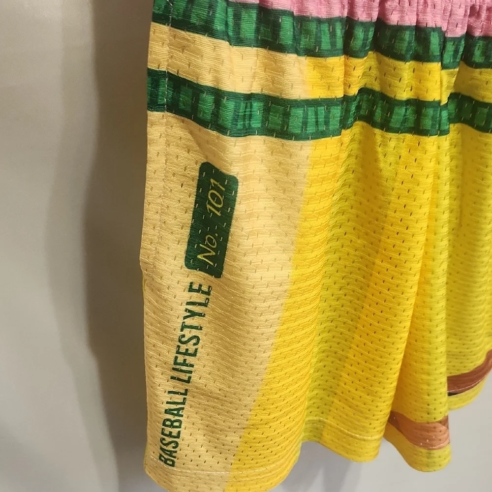 Source Unknown Pink and Yellow Athletic Shorts